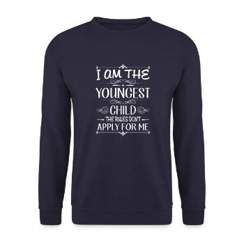 I am the youngest child rules don't apply for me - Unisex Pullover - Navy - Vorne - Alina (178cm) & Michal (187cm)