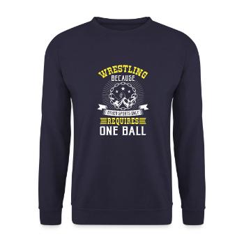 Wrestling other sports only requires one ball - Unisex Pullover - Navy - Vorne - Alina (178cm) & Michal (187cm)