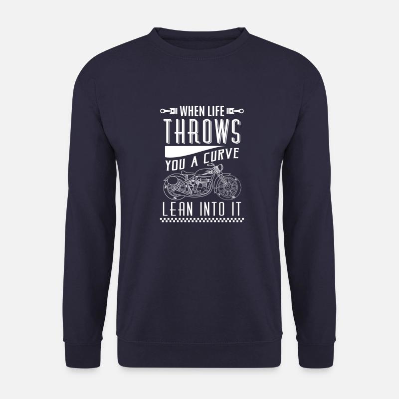 When life throws you a curve lean into it - biker - Unisex Sweatshirt - navy