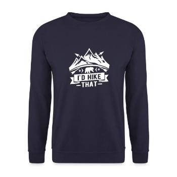 I'd hike that - mountain climber hiker bear - Unisex Pullover - Navy - Vorne - Alina (178cm) & Michal (187cm)