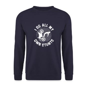 I do all my own Stunts - Dirt Bike Motocross - Unisex Sweatshirt - navy - Front - Alina (178cm) & Michal (187cm)