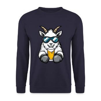 Chèvre de montagne Après-ski Bière Chèvre Bande dessinée - Sweat-shirt Unisexe - marine - Devant - Alina (178cm) & Michal (187cm)