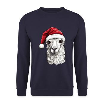 Alpaca Christmas Animal Head Llama - Unisex Sweatshirt - navy - Front - Alina (178cm) & Michal (187cm)