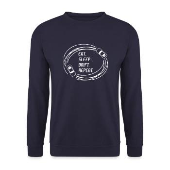 Eat Sleep Drift Repeat Drifting Sports Car Car - Unisex Sweatshirt - navy - Front - Alina (178cm) & Michal (187cm)