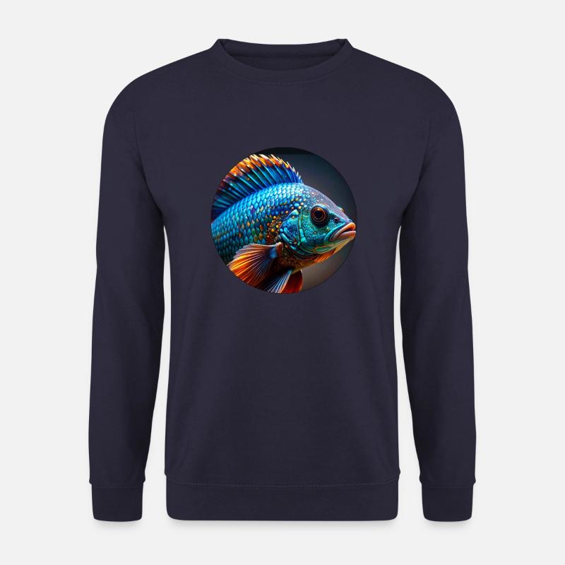 Fisch,bunt,pailletten,glitzer,blau - Unisex Pullover - Navy