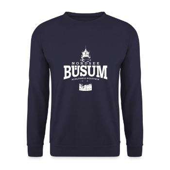 Büsum Nordsee (weiss) - Unisex Pullover - Navy - Vorne - Alina (178cm) & Michal (187cm)