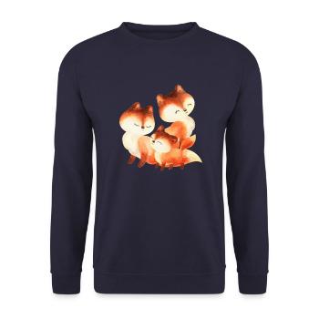 Fuchs Füchse Foxy Waldtier Familie Rotfuchs süß - Unisex Pullover - Navy - Vorne - Alina (178cm) & Michal (187cm)