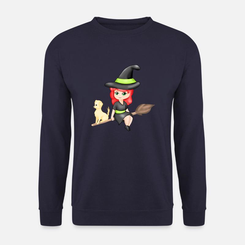 Chibi Witch with her dog - Unisex Pullover - Navy