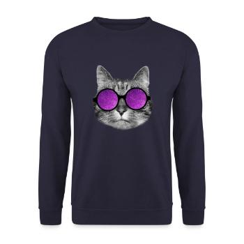 Weltraum-Kätzchen - Unisex Pullover - Navy - Vorne - Alina (178cm) & Michal (187cm)