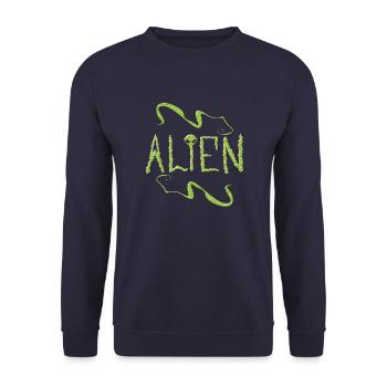 Alien aux yeux noir extraterrestre vert caché - Sweat-shirt Unisexe - marine - Devant - Alina (178cm) & Michal (187cm)