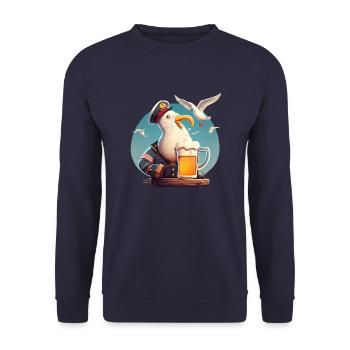 Lutsiger Captain Seagull avec de la bière - Sweat-shirt Unisexe - marine - Devant - Alina (178cm) & Michal (187cm)