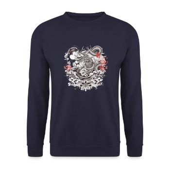 Chinese folklore - Unisex Sweatshirt - navy - Front - Alina (178cm) & Michal (187cm)