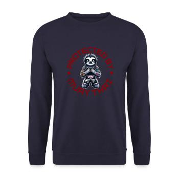 Muay Thai Faultier - Kickboxen und Faultier Thai - Unisex Pullover - Navy - Vorne - Alina (178cm) & Michal (187cm)