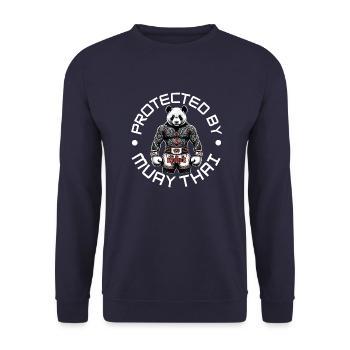 Muay Thai Panda - Kickboxen und Panda Thai Boxen - Unisex Pullover - Navy - Vorne - Alina (178cm) & Michal (187cm)