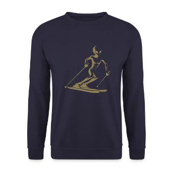 Alien skier silhouette for minimalist - Unisex Sweatshirt - navy - Front - Alina (178cm) & Michal (187cm)