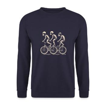 Bicycle // Monkey on bike (sand) - Unisex Sweatshirt - navy - Front - Alina (178cm) & Michal (187cm)