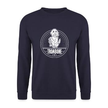 Hund Musiker Posaune Trompete Musik Welpe - Unisex Pullover - Navy - Vorne - Alina (178cm) & Michal (187cm)