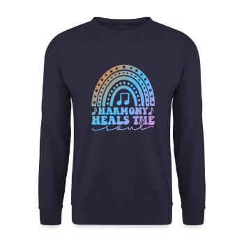 Harmony Heals The Soul Music - Unisex Pullover - Navy - Vorne - Alina (178cm) & Michal (187cm)