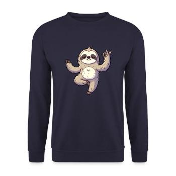 Faultier Yoga Meditation Autogenes Training - Unisex Pullover - Navy - Vorne - Alina (178cm) & Michal (187cm)