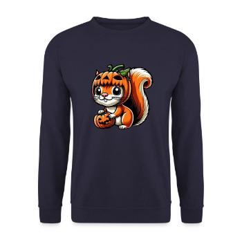 Mignon Halloween écureuil citrouille dessin animé - Sweat-shirt Unisexe - marine - Devant - Alina (178cm) & Michal (187cm)