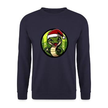 Schlange Kobra Weihnachten Christmas - Unisex Pullover - Navy - Vorne - Alina (178cm) & Michal (187cm)
