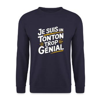 Je suis un tonton trop génial - Sweat-shirt Unisexe - marine - Devant - Alina (178cm) & Michal (187cm)