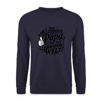 Der Allerbeste Papa Auf der ganzen Welt - Unisex Pullover - Navy - Vorne - Alina (178cm) & Michal (187cm)