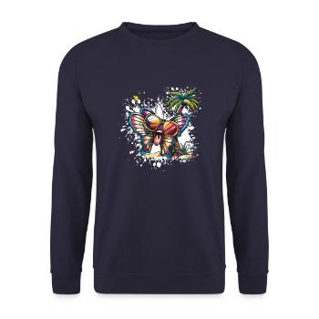 Schmetterling Sommer Urlaub - Unisex Pullover - Navy - Vorne - Alina (178cm) & Michal (187cm)
