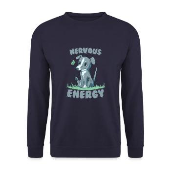 Nervöse Energie Windhund - Unisex Pullover - Navy - Vorne - Alina (178cm) & Michal (187cm)