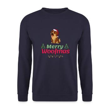 MerryWoofmas Weihnachten Heiligabend Heilige Nacht - Unisex Pullover - Navy - Vorne - Alina (178cm) & Michal (187cm)