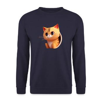 Cute Cartoon Kiddy Cat - Unisex Sweatshirt - navy - Front - Alina (178cm) & Michal (187cm)