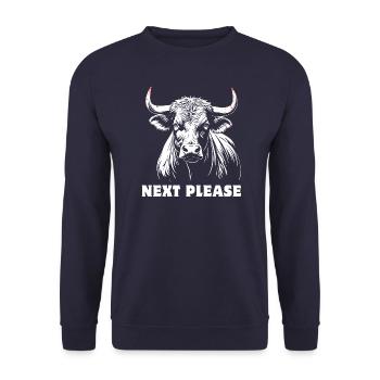 Taureau - Suivant s’il vous plaît - fier, sûr de lui - Sweat-shirt Unisexe - marine - Devant - Alina (178cm) & Michal (187cm)