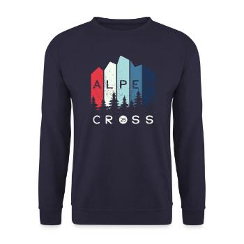 Alpen Cross 2025 - Fahrrad Wandern Routen - Unisex Pullover - Navy - Vorne - Alina (178cm) & Michal (187cm)