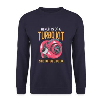 Benefits Of A Turbo Kit Funny Turbo Charger Car - Unisex Sweatshirt - navy - Front - Alina (178cm) & Michal (187cm)