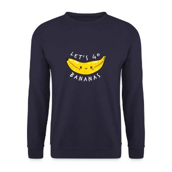 Let´s Go Bananas - Banana Island Geschenk - Unisex Pullover - Navy - Vorne - Alina (178cm) & Michal (187cm)