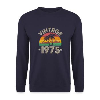 Vintage 1975 Retro 1975 Geburtstag - Unisex Pullover - Navy - Vorne - Alina (178cm) & Michal (187cm)