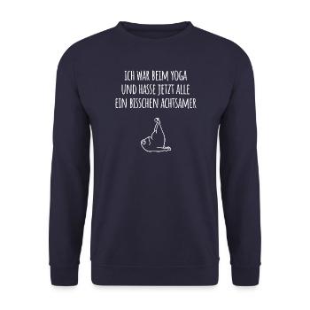 Yoga Frosch - Unisex Pullover - Navy - Vorne - Alina (178cm) & Michal (187cm)