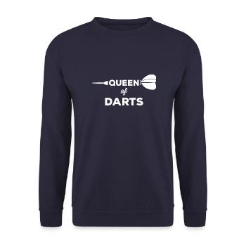 Queen of Darts Dart Darten Dartpfeil Königin - Unisex Pullover - Navy - Vorne - Alina (178cm) & Michal (187cm)