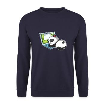 Panda in the home office - Unisex Sweatshirt - navy - Front - Alina (178cm) & Michal (187cm)