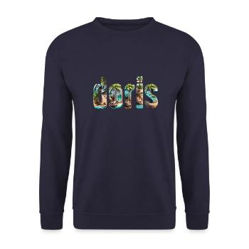 doris insel meer sand strand palmen - Unisex Pullover - Navy - Vorne - Alina (178cm) & Michal (187cm)