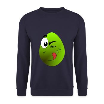 Ei lacht, lecker - Unisex Pullover - Navy - Vorne - Alina (178cm) & Michal (187cm)