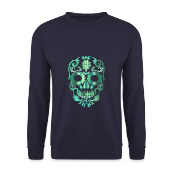 Skull - Unisex Pullover - Navy - Vorne - Alina (178cm) & Michal (187cm)