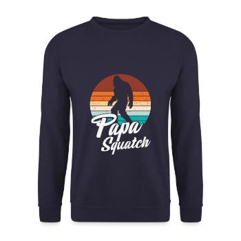Papa Retro Vintage Squatch - Unisex Sweatshirt - navy - Front - Alina (178cm) & Michal (187cm)