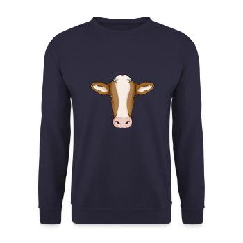 Cow cow face cow portrait head - Unisex Sweatshirt - navy - Front - Alina (178cm) & Michal (187cm)