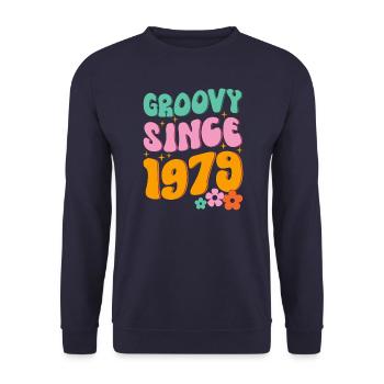 Groovy Hippie depuis 1979 - Sweat-shirt Unisexe - marine - Devant - Alina (178cm) & Michal (187cm)