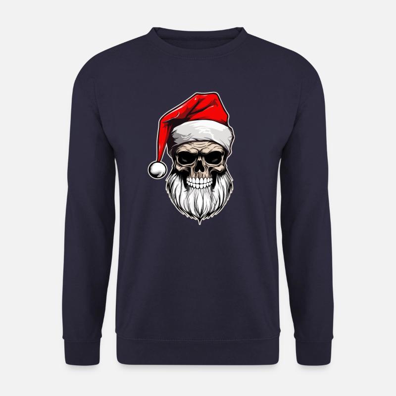 Bärtiger Totenkopf im Weihnachtsmann | Festliches T-Shirt - Unisex Pullover - Navy