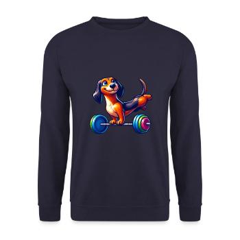 Dackel Handstand Barbell Fitness Training - Unisex Pullover - Navy - Vorne - Alina (178cm) & Michal (187cm)