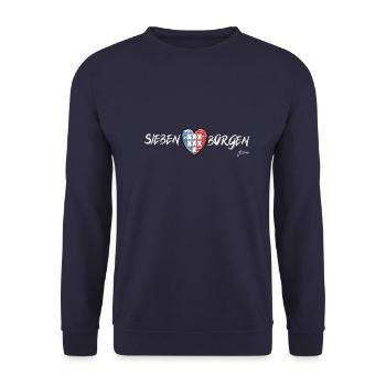 Pongratz Design | Moderne siebenbürgische Mode - Unisex Pullover - Navy - Vorne - Alina (178cm) & Michal (187cm)