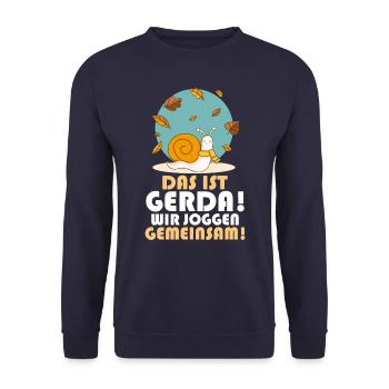 Das ist Gerda Wir joggen gemeinsam, Laufen, Rennen - Unisex Pullover - Navy - Vorne - Alina (178cm) & Michal (187cm)