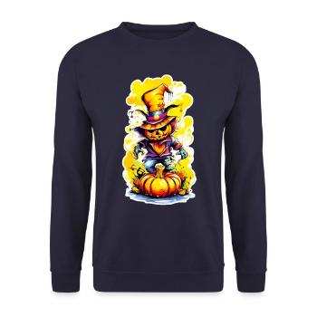 Jack o Lantern 03 - Unisex Pullover - Navy - Vorne - Alina (178cm) & Michal (187cm)